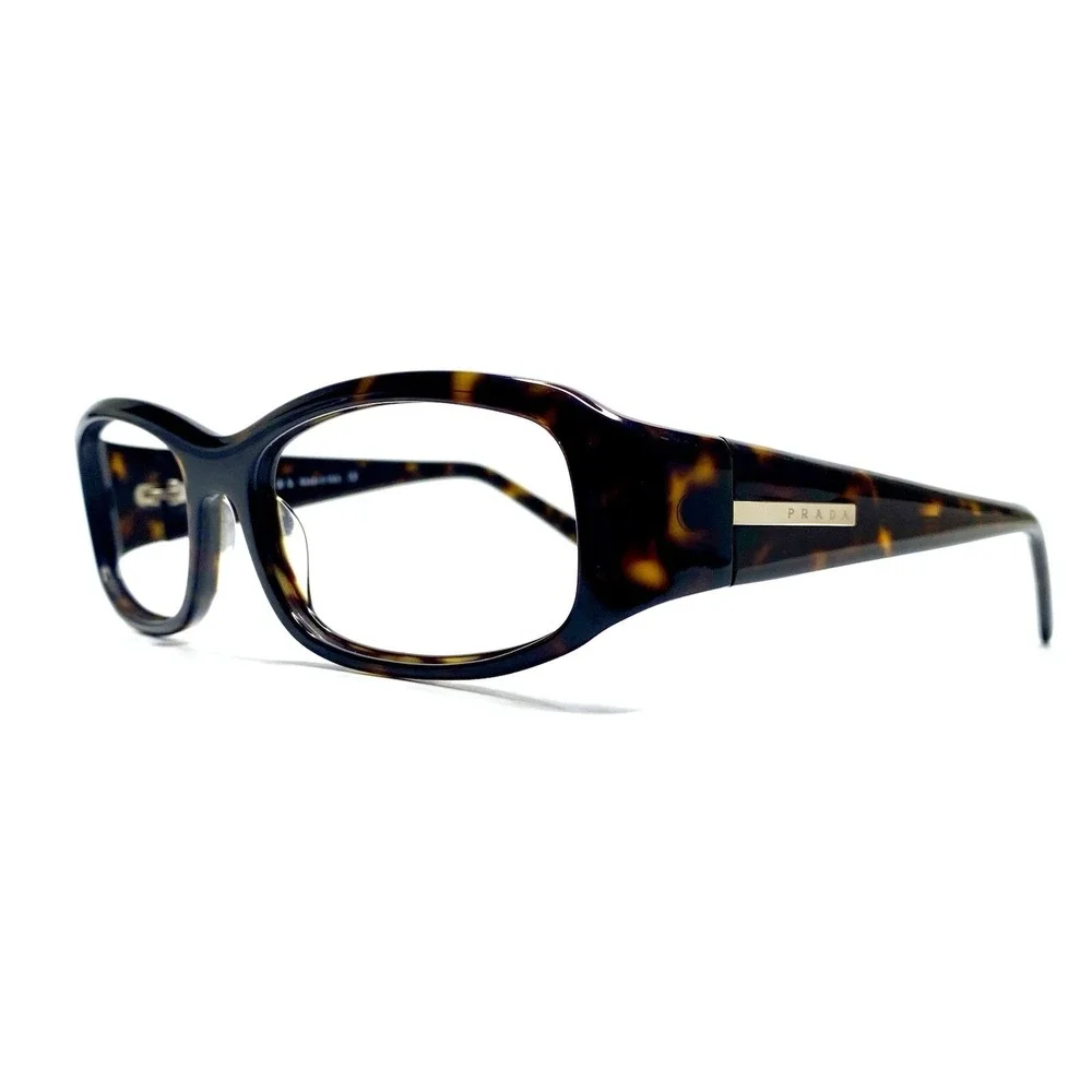 New Prada Brown Tortoise Rectangular Wrap Glasses Italy SPR03E 2AU-3N1 54 14 140